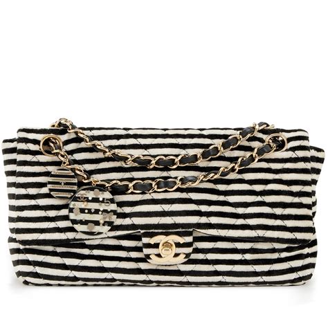 chanel black and white striped bag|Chanel Black And White Quilted Striped Velvet Charms Medium .